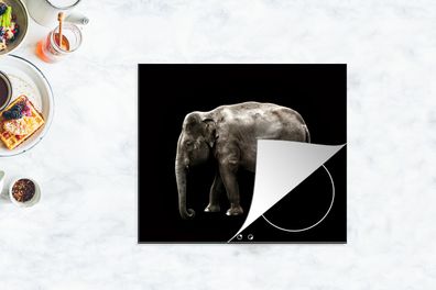 Herdabdeckplatte - 75x52 cm - Elefant - Wilde Tiere - Schwarz