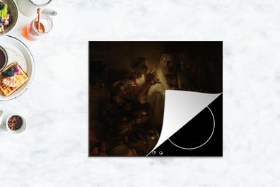 Herdabdeckplatte - 60x52 cm - Die Verleugnung des Petrus - Rembrandt van Rijn