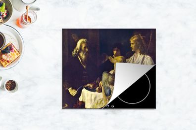 Herdabdeckplatte - 75x52 cm - Abraham und die Engel - Rembrandt van Rijn