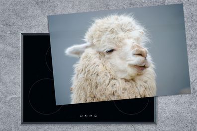 Herdabdeckplatte - 78x52 cm - Alpaka - Wolle - Weiß