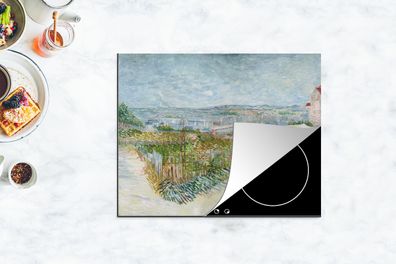 Herdabdeckplatte - 65x52 cm - Montmartre: hinter der Moulin de la Galette - Vincent v