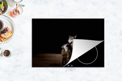 Herdabdeckplatte - 78x52 cm - Mutterwolf mit Welpe