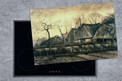 Herdabdeckplatte - 78x52 cm - Häuser mit Strohdächern - Vincent van Gogh