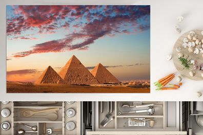 Herdabdeckplatte - 90x52 cm - Pyramiden in Ägypten bei Sonnenuntergang