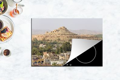 Herdabdeckplatte - 78x52 cm - Blick über ein Dorf in Ägypten
