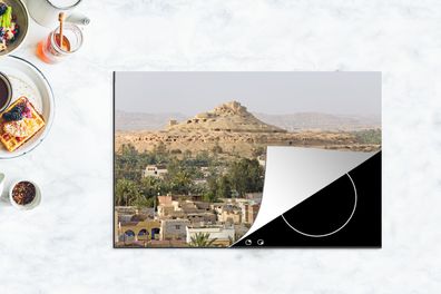 Herdabdeckplatte - 80x52 cm - Blick über ein Dorf in Ägypten
