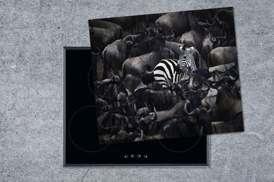 Herdabdeckplatte - 75x52 cm - Zebra - Büffel - Braun
