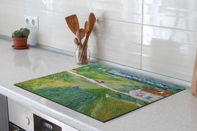 Herdabdeckplatte - 75x52 cm - Landschaft mit Kutsche und Zug - Vincent van Gogh