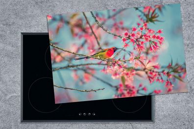 Herdabdeckplatte - 78x52 cm - Vogel - Sakura - Farben
