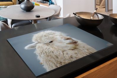 Herdabdeckplatte - 80x52 cm - Alpaka - Wolle - Weiß