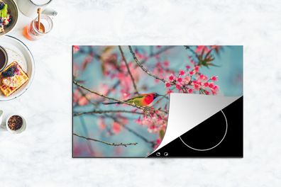 Herdabdeckplatte - 80x52 cm - Vogel - Sakura - Farben