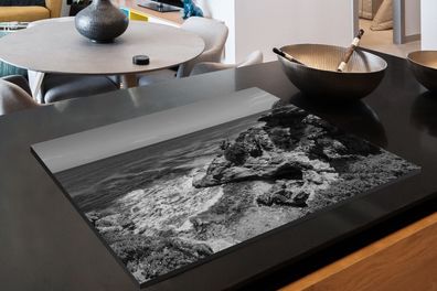 Herdabdeckplatte - 78x52 cm - Verweilendes Meerwasser bei Isla Mujeres - Schwarz und