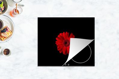 Herdabdeckplatte - 75x52 cm - Blume - Rot - Makro