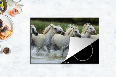 Herdabdeckplatte - 78x52 cm - Pferde - Wasser - Natur