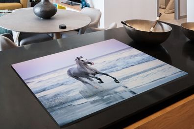 Herdabdeckplatte - 80x52 cm - Pferd - Meer - Pastell