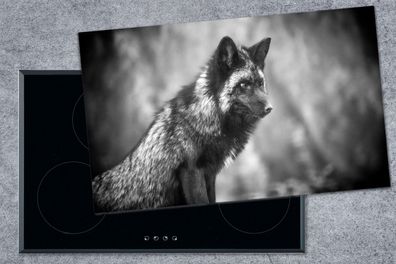 Herdabdeckplatte - 90x52 cm - Fuchs - Schwarz - Weiß