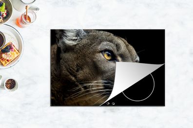 Herdabdeckplatte - 78x52 cm - Cougar - Augen - Schwarz