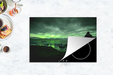 Herdabdeckplatte - 78x52 cm - Nordlichter - Natur - Mensch - Island