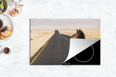 Herdabdeckplatte - 80x52 cm - Pferd - Sand - Straße