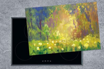 Herdabdeckplatte - 78x52 cm - Farben - Blumen - Sommer