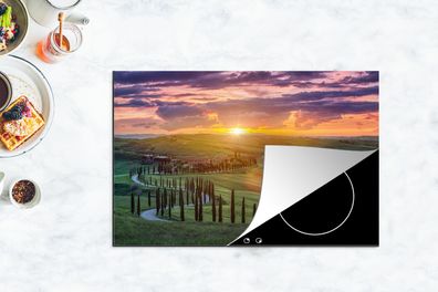 Herdabdeckplatte - 80x52 cm - Italien - Sonnenuntergang - Toskana