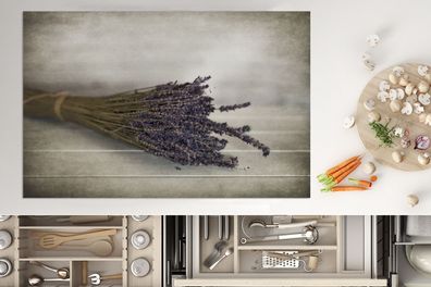 Herdabdeckplatte - 80x52 cm - Blumenstrauß getrockneter Lavendel