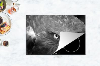 Herdabdeckplatte - 78x52 cm - Adler - Schwarz - Weiß