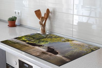 Herdabdeckplatte - 80x52 cm - Spielende Elefanten