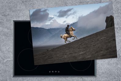 Herdabdeckplatte - 78x52 cm - Pferd - Reiter - Indonesien