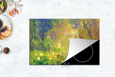Herdabdeckplatte - 80x52 cm - Farben - Blumen - Sommer