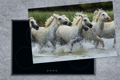 Herdabdeckplatte - 80x52 cm - Pferde - Wasser - Natur