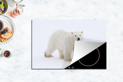 Herdabdeckplatte - 80x52 cm - Eisbär - Schnee - Weiß