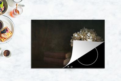 Herdabdeckplatte - 80x52 cm - Hortensie - Stilleben - Blumen