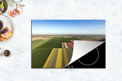 Herdabdeckplatte - 80x52 cm - Luftaufnahme eines Tulpenfeldes