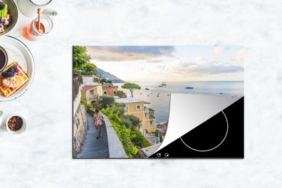 Herdabdeckplatte - 80x52 cm - Italien - Frau - Positano - Meer