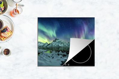 Herdabdeckplatte - 75x52 cm - Meer - Eis - Polarlicht