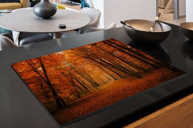 Herdabdeckplatte - 80x52 cm - Herbst - Rot - Wald
