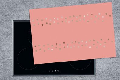 Herdabdeckplatte - 78x52 cm - Muster - Rosa - Silber - Polka dots