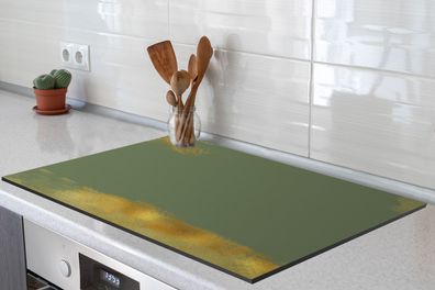 Herdabdeckplatte - 80x52 cm - Muster - Farbe - Gold - Grün