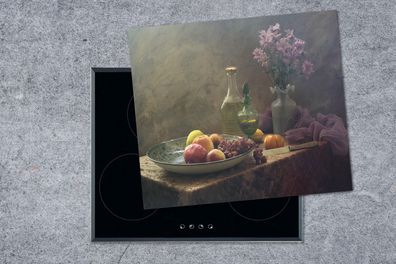 Herdabdeckplatte - 75x52 cm - Stillleben - Künstlerisch - Malerei - Blumen - Lila - O