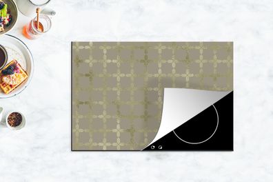Herdabdeckplatte - 78x52 cm - Muster - Grau - Gold