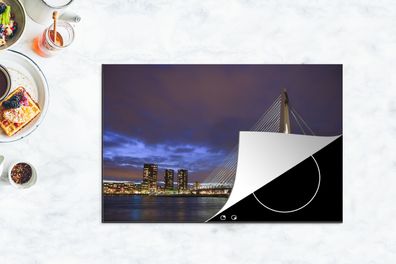Herdabdeckplatte - 80x52 cm - Erasmus - Brücke - Rotterdam - Skyline