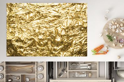 Herdabdeckplatte - 78x52 cm - Goldfolie mit faltiger Textur