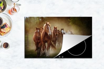 Herdabdeckplatte - 85x52 cm - Pferde - Licht - Natur