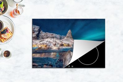 Herdabdeckplatte - 78x52 cm - Aurora - Eis - Berg