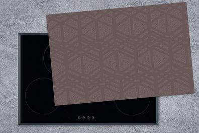 Herdabdeckplatte - 80x52 cm - Muster - Linien - Grau - Luxus
