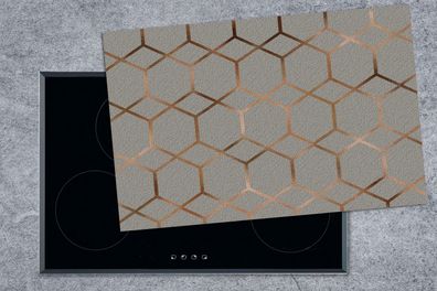 Herdabdeckplatte - 80x52 cm - Muster - Grau - Bronze