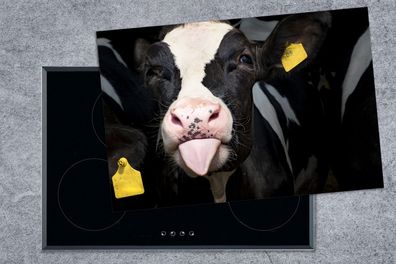 Herdabdeckplatte - 78x52 cm - Kuh - Nutztier - Etikett