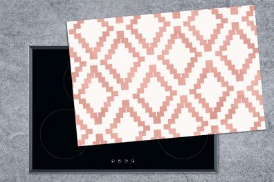 Herdabdeckplatte - 78x52 cm - Muster - Luxus - Weiß - Rosa