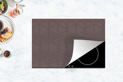 Herdabdeckplatte - 78x52 cm - Muster - Linien - Grau - Luxus